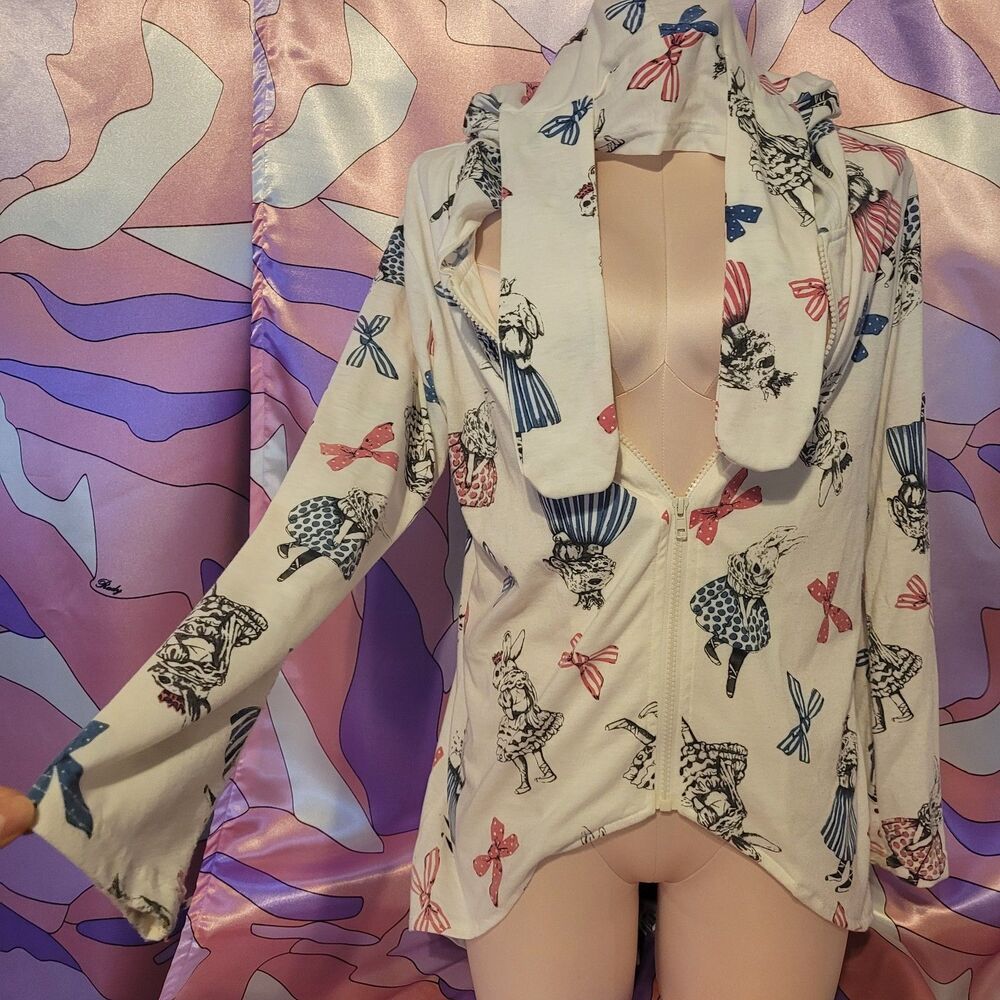Size Small White Rabbit Hoodie ACDC Rag Lolita Japan Jfashion Kawaii Harajuku